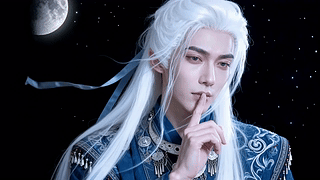 月下银发古风美男