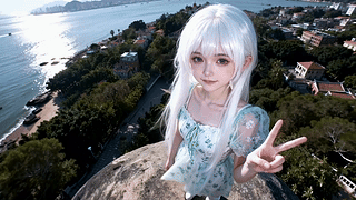 海边银发少女