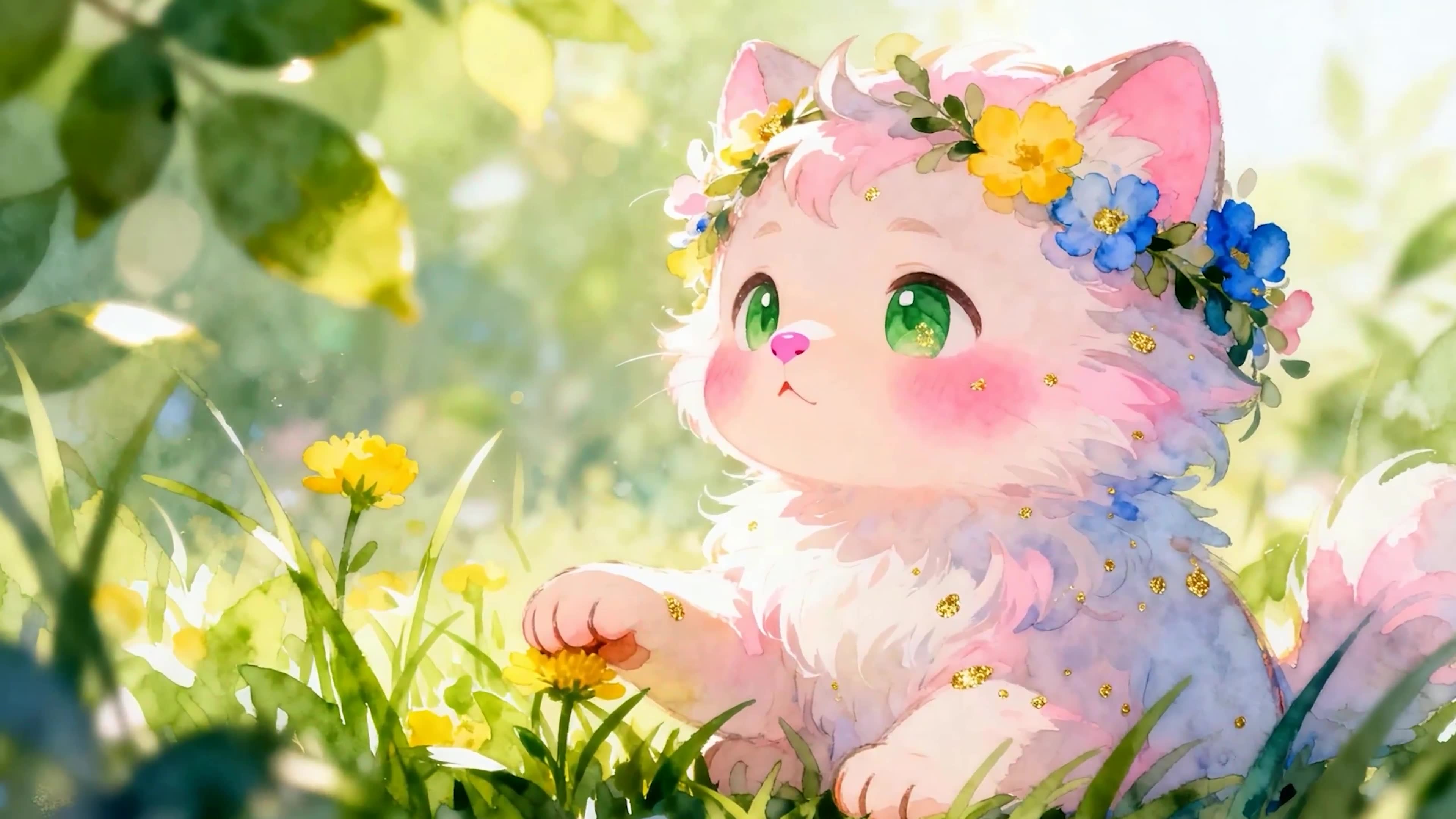 戴着花环猫咪