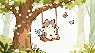 荡秋千可爱猫咪