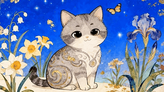 夜景萌宠猫咪