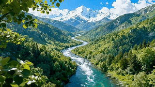 晴日雪山河谷