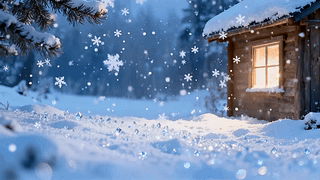 雪落林间暖木屋