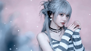 银灰发甜酷少女