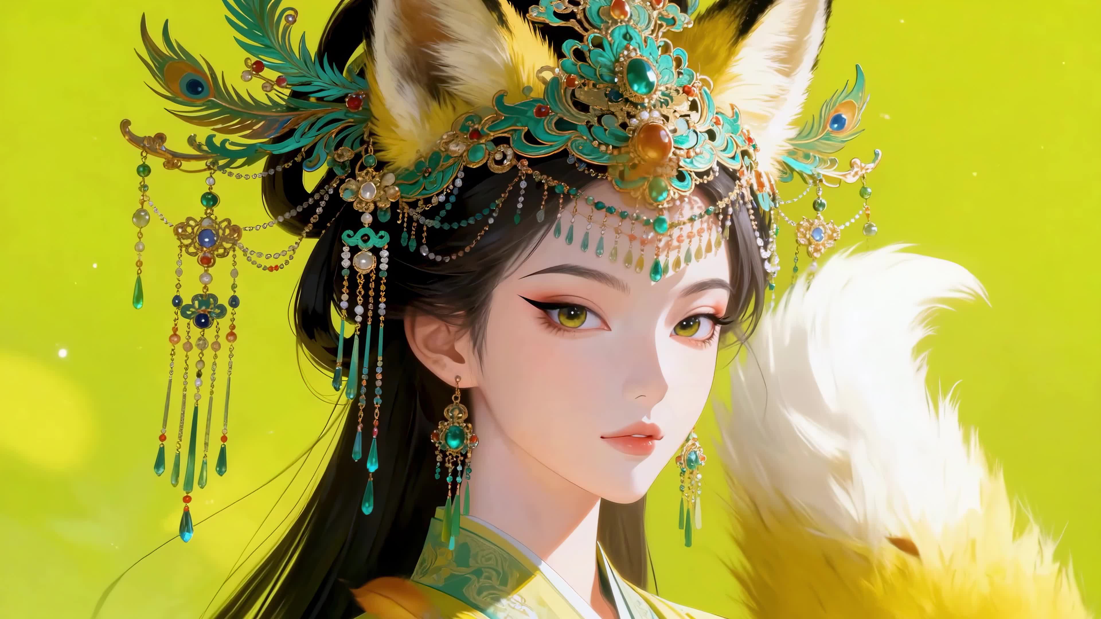 青翠点金古风狐耳美人
