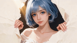 破纸而出的蓝发少女