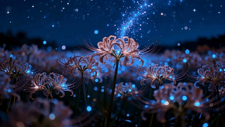星夜发光彼岸花海