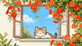 望着花草树木猫咪