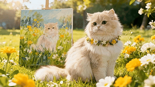 花野中的软萌猫咪