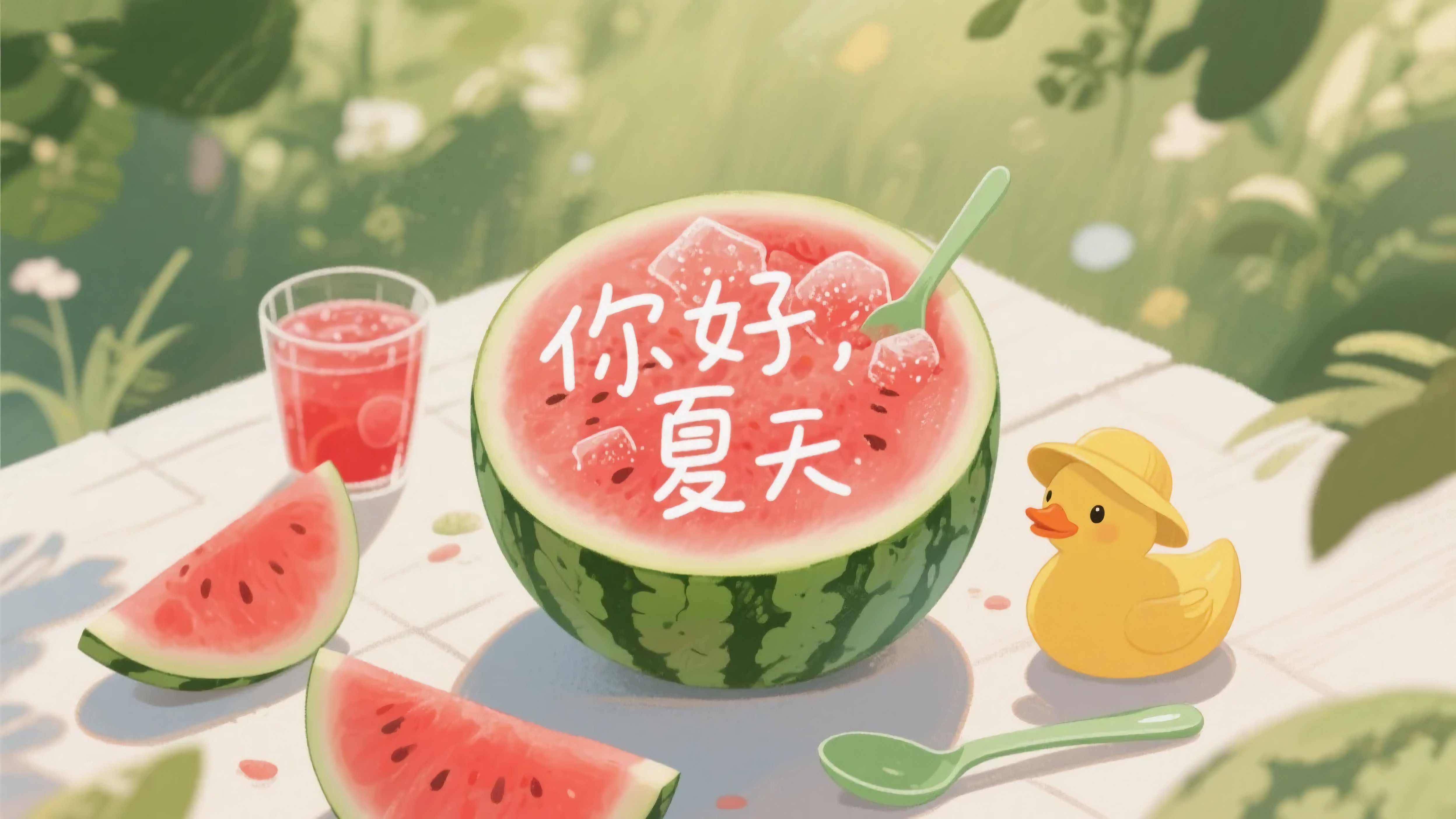 西瓜小黄鸭你好夏天