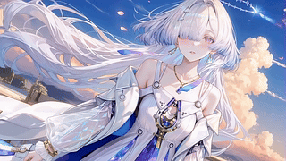 晴空下的银发少女