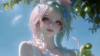 青提果饮少女