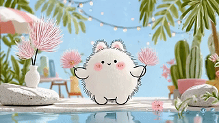 夏日清凉软萌小兔