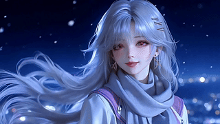 冬夜银发少女