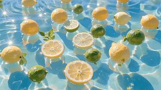 清凉夏日柠檬浮水