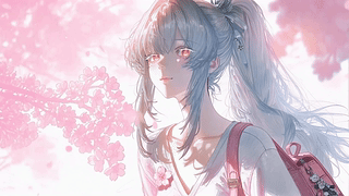 樱花下的银发少女