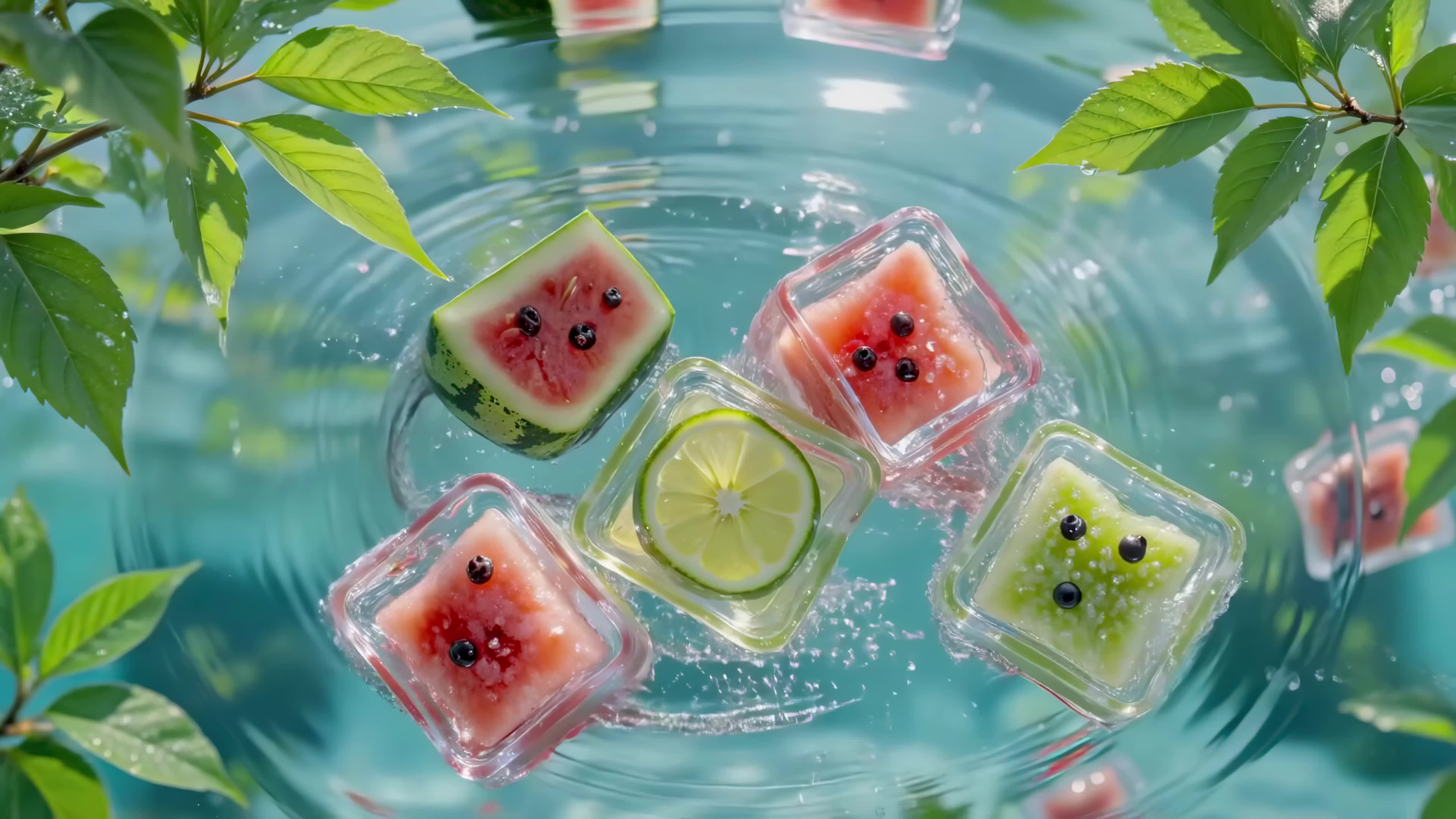 清凉夏日水中萌果