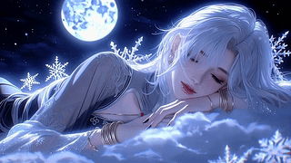 月夜霜雪银发少女