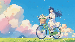 晴空骑行少女