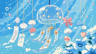 清透蓝海水母风铃