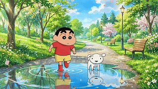春日公园踏水嬉戏