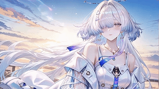 晴空下的银发少女