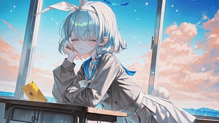 临海窗边的短发少女