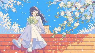 春日少女与橘猫