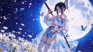月夜花田蝶舞少女