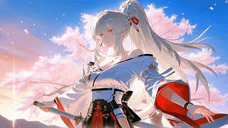 樱花下的银发持刀少女