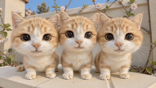 庭院三只软萌奶橘猫