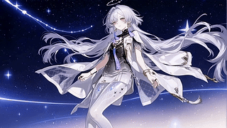星空下的银发少女