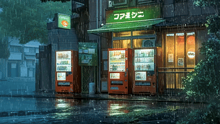 雨夜街边便利店