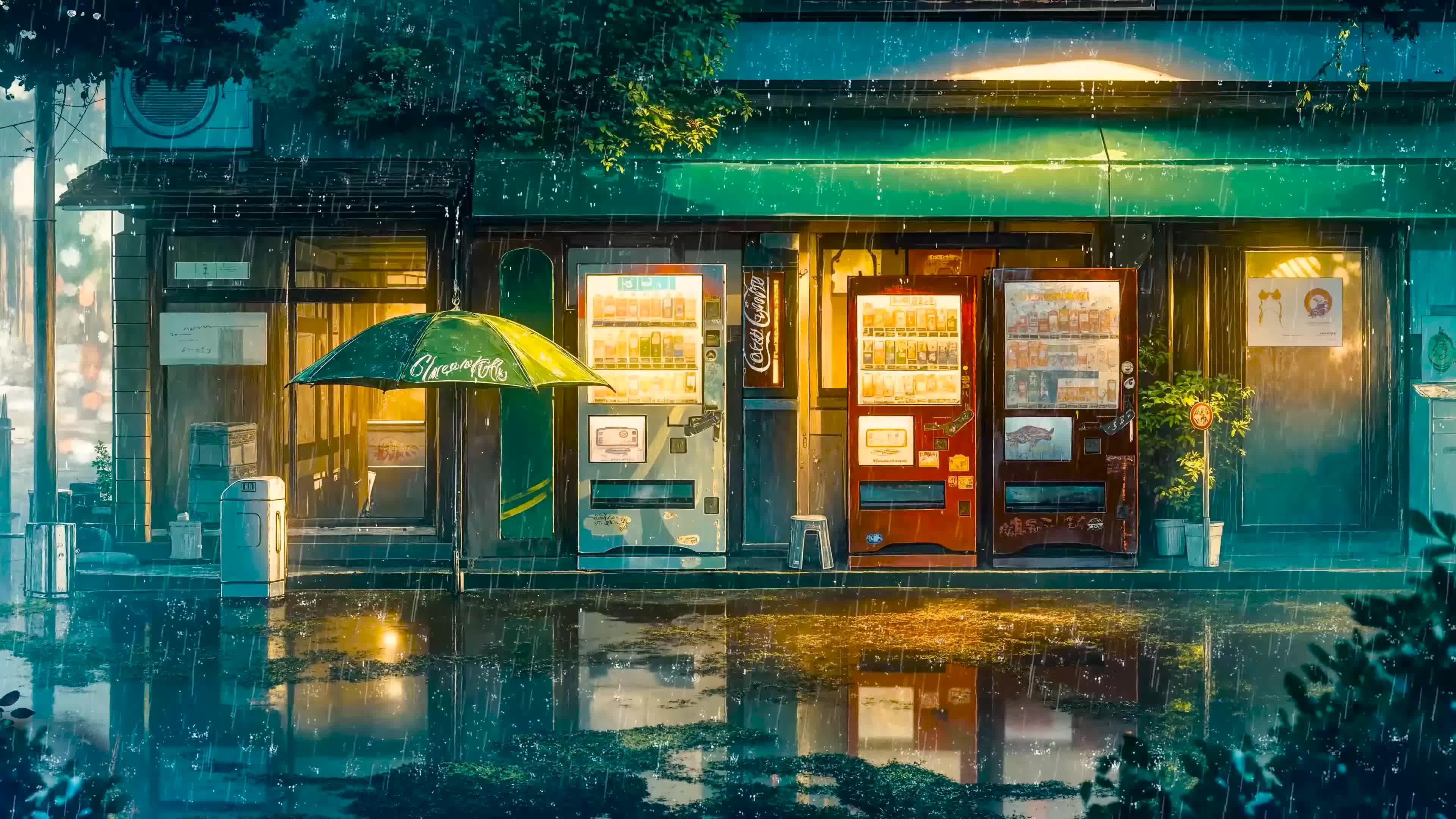 雨夜街边便利店