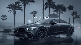 梅赛德斯奔驰 GT 63 四门 x 雨天 x 时钟 x 4K