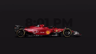 法拉利 F1-75 时钟壁纸（侧视图）- 黑暗版 动态壁纸 | 作者：Conr