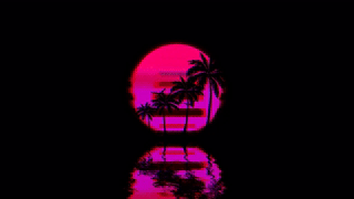 复古霓虹棕榈树映衬太阳 [音频 / 2K]