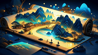 金辉祥瑞烟波山水图
