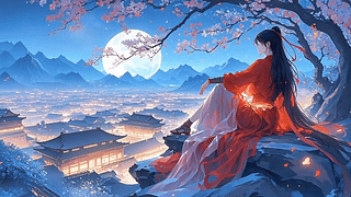 山巅红衣侠女
