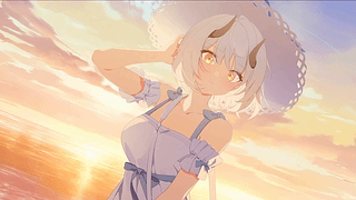 海边日落夕阳少女