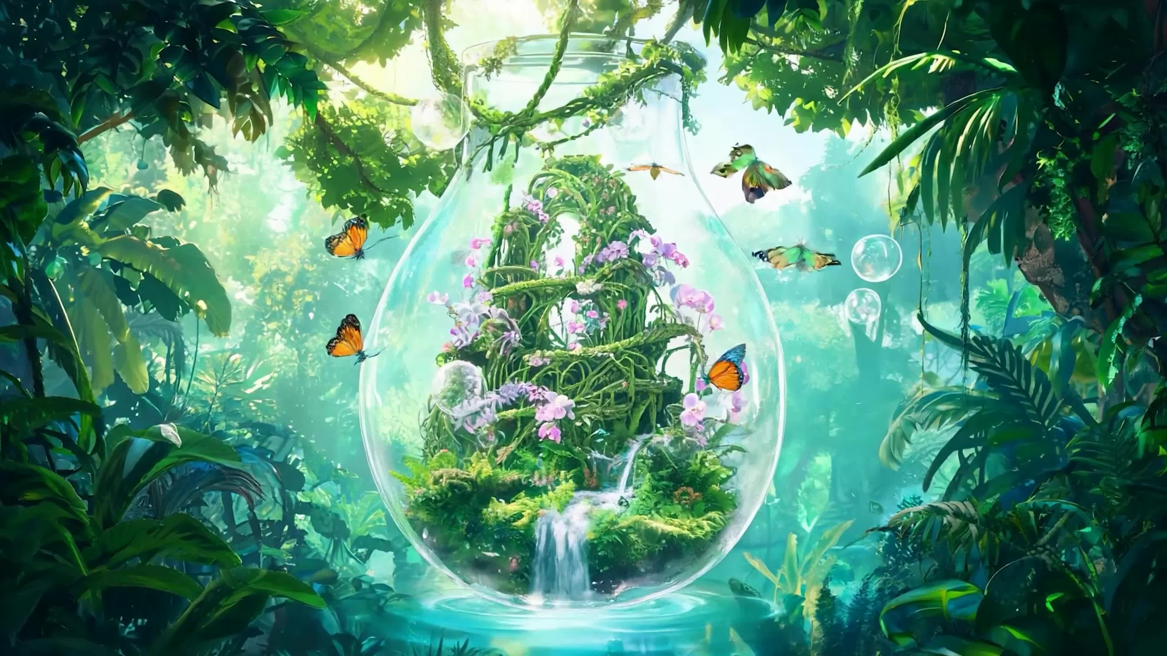 护眼绿景树木河流