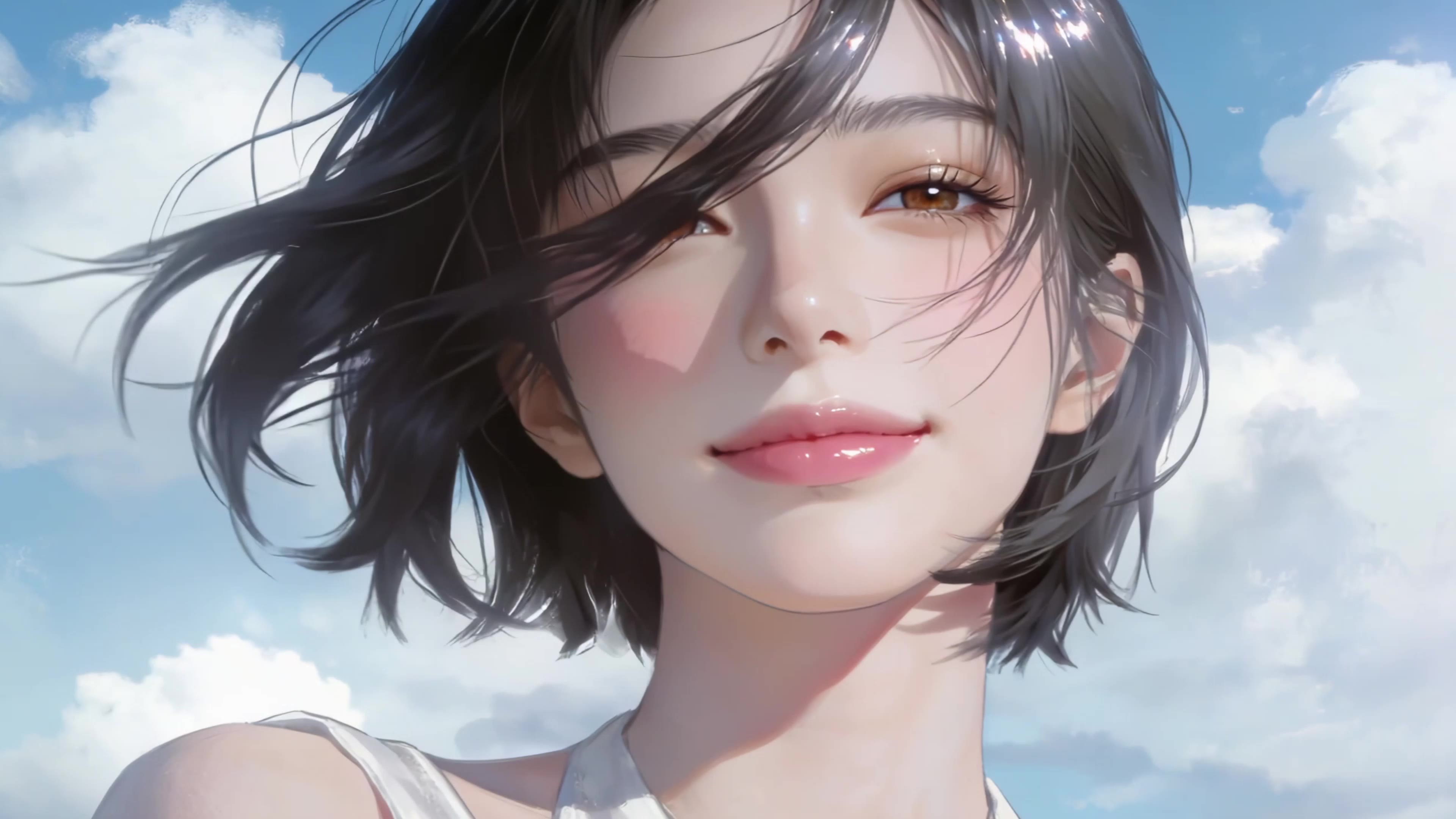 短发美女
