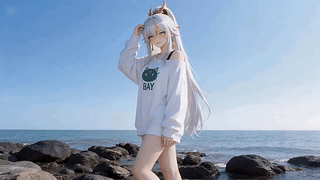 海边长发美女
