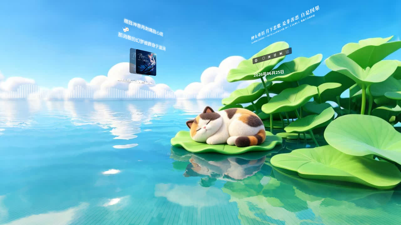 荷塘熟睡的小猫（3D音乐交互）