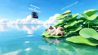 荷塘熟睡的小猫（3D音乐交互）