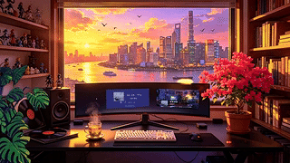 夕阳海景房窗（音乐交互）