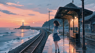 等车的女孩二次元