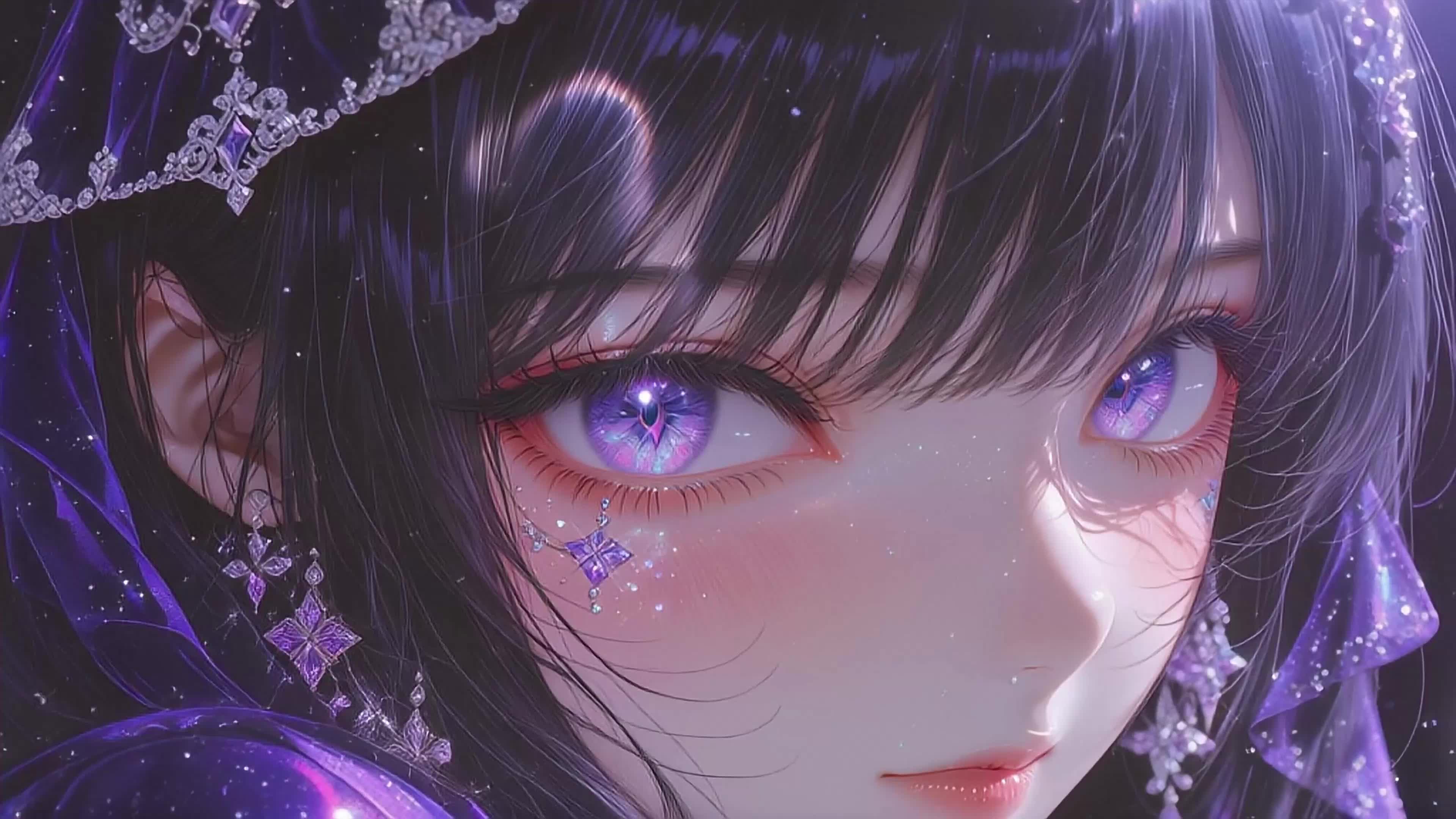 紫色浪漫美女高清壁纸
