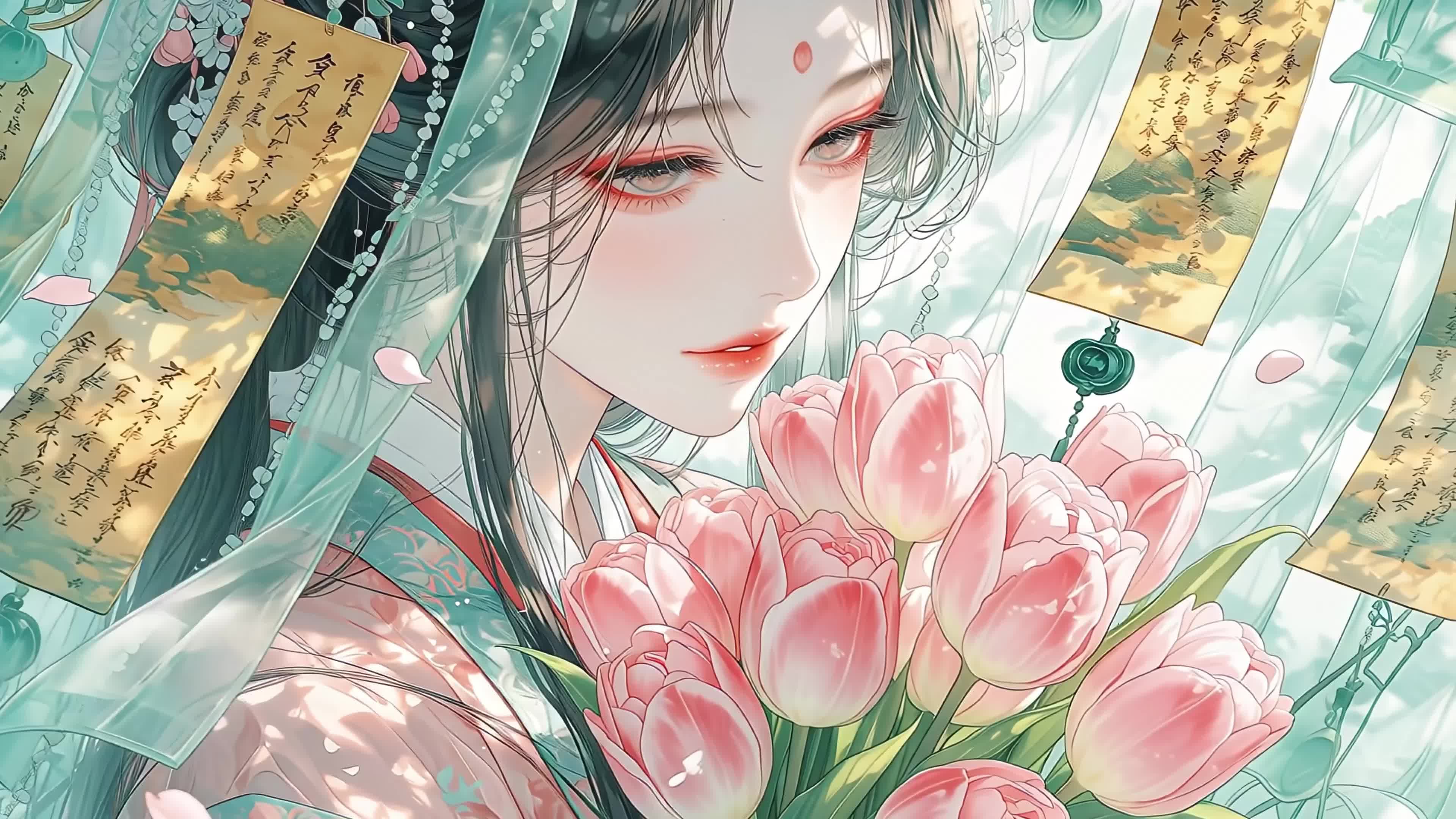 郁金香美女高清壁纸