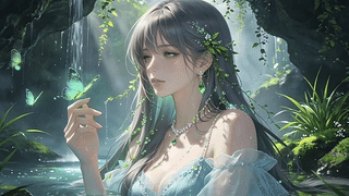 浪漫山谷美女高清壁纸
